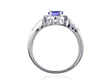 Tanzanite with White Topaz Accents Sterling Silver Halo Ring