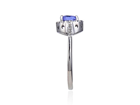 Tanzanite with White Topaz Accents Sterling Silver Halo Ring