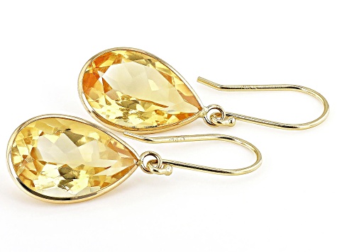 Yellow Citrine 14K Yellow Gold Dangle Earrings 10.00ctw