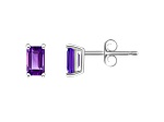 5x3mm Emerald Cut Amethyst 14k White Gold Stud Earrings