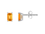 5x3mm Emerald Cut Citrine 14k White Gold Stud Earrings