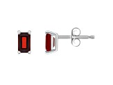 5x3mm Emerald Cut Garnet 14k White Gold Stud Earrings