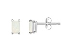 5x3mm Emerald Cut Opal 14k White Gold Stud Earrings