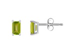 5x3mm Emerald Cut Peridot 14k White Gold Stud Earrings