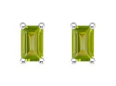 5x3mm Emerald Cut Peridot 14k White Gold Stud Earrings