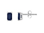 5x3mm Emerald Cut Sapphire 14k White Gold Stud Earrings