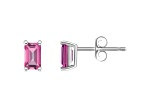 5x3mm Emerald Cut Pink Topaz 14k White Gold Stud Earrings