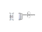 5x3mm Emerald Cut White Topaz 14k White Gold Stud Earrings