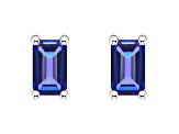 5x3mm Emerald Cut Tanzanite 14k White Gold Stud Earrings