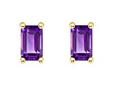 5x3mm Emerald Cut Amethyst 14k Yellow Gold Stud Earrings