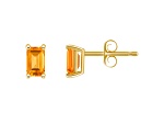 5x3mm Emerald Cut Citrine 14k Yellow Gold Stud Earrings