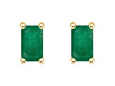 5x3mm Emerald Cut Emerald 14k Yellow Gold Stud Earrings