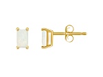 5x3mm Emerald Cut Opal 14k Yellow Gold Stud Earrings