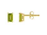 5x3mm Emerald Cut Peridot 14k Yellow Gold Stud Earrings