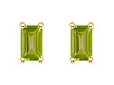 5x3mm Emerald Cut Peridot 14k Yellow Gold Stud Earrings