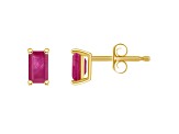 5x3mm Emerald Cut Ruby 14k Yellow Gold Stud Earrings