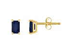 5x3mm Emerald Cut Sapphire 14k Yellow Gold Stud Earrings