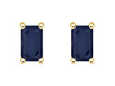 5x3mm Emerald Cut Sapphire 14k Yellow Gold Stud Earrings