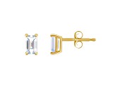 5x3mm Emerald Cut White Topaz 14k Yellow Gold Stud Earrings