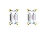 5x3mm Emerald Cut White Topaz 14k Yellow Gold Stud Earrings