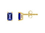 5x3mm Emerald Cut Tanzanite 14k Yellow Gold Stud Earrings