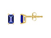 5x3mm Emerald Cut Tanzanite 14k Yellow Gold Stud Earrings