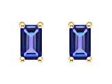 5x3mm Emerald Cut Tanzanite 14k Yellow Gold Stud Earrings