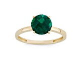 Round Lab Created Emerald 10K Yellow Gold Ring 1.50ctw