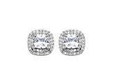 Lab Created White Sapphire Rhodium Over Sterling Silver Earrings 2.94ctw