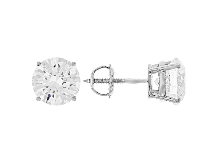 Certified White Lab-Grown Diamond F-G VS-SI 10K White Gold Solitaire Stud Earrings 5.00ctw