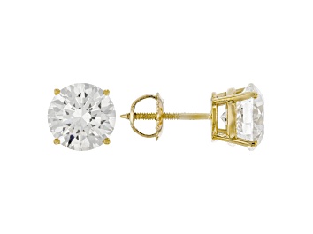 Picture of Certified White Lab-Grown Diamond F-G VS-SI 10K Yellow Gold Solitaire Stud Earrings 5.00ctw