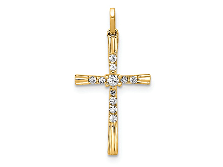 14K Yellow Gold 1/10ct. Diamond Cross Pendant