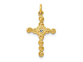 10k Yellow Gold Small Diamond Cross Charm