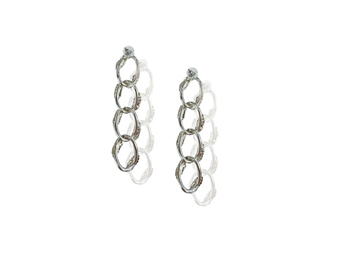 Off Park® Collection, Silver-Tone Crystal Chain Link Earrings.