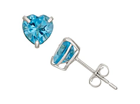 Swiss Blue Topaz 10K White Gold Stud Earrings 2.00ctw