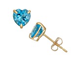 Swiss Blue Topaz 10K Yellow Gold Stud Earrings 2.00ctw