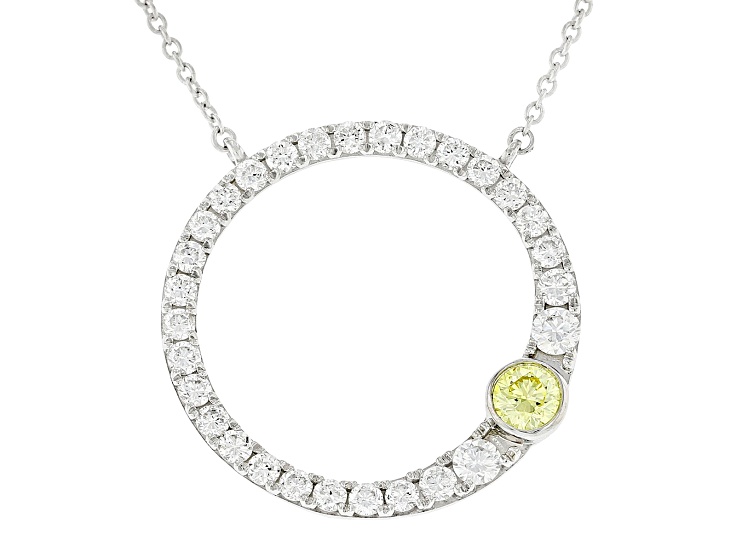 苺　0520-1 Yellow And White Lab-Grown Diamond F-G SI Rhodium Over Sterling