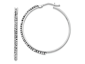 14k Yellow Gold and Rhodium Over 14k Yellow Gold 1 15/16" Crystals Hoop Earrings