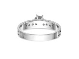 Rhodium Over 14K White Gold AA Quality Trio Engagement Ring 0.13ctw