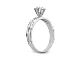 Rhodium Over 14K White Gold AA Quality Trio Engagement Ring 0.13ctw