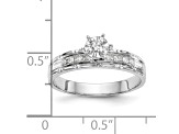 Rhodium Over 14K White Gold AA Quality Trio Engagement Ring 0.13ctw