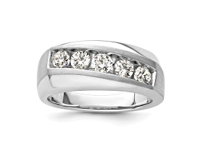Rhodium Over 10K White Gold Lab Grown Diamond SI1/SI2, G H I, Men's 5-Stone Ring