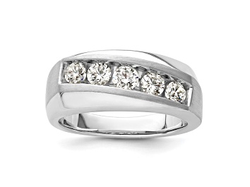 Picture of Rhodium Over 10K White Gold Lab Grown Diamond SI1/SI2, G H I, Men's 5-Stone Ring