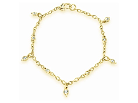 Judith Ripka 1.53ctw Bella Luce Diamond Simulant 14K Gold Clad Anklet