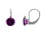 10K White Gold Amethyst and Diamond Round Leverback Earrings 1.65ctw