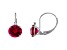 10K White Gold Lab Created Ruby and Diamond Round Leverback Earrings 2.53ctw