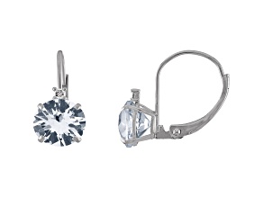 10K White Gold Lab Created White Sapphire and Diamond Round Leverback Earrings 2.53ctw