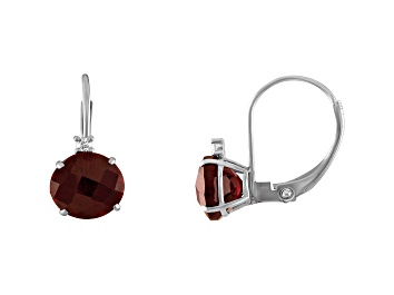 Picture of 10K White Gold Garnet and Diamond Round Leverback Earrings 2.48ctw