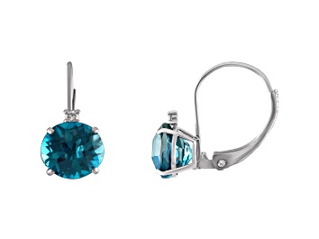 Picture of 10K White Gold London Blue Topaz and Diamond Round Leverback Earrings 2.25ctw
