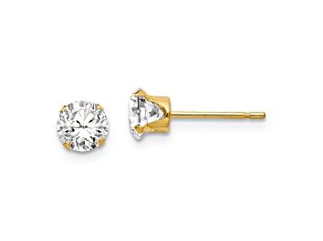 Picture of 14K Yellow Gold 5mm Cubic Zirconia Post Earrings